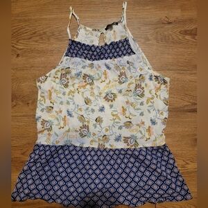 Womens Large Spaghetti Strap Flowery Blouse